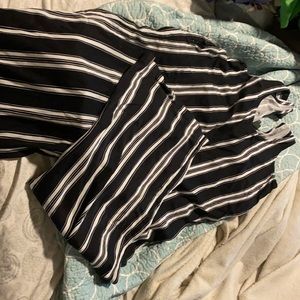 Black and white pant romper